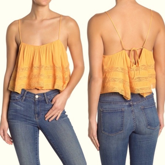 NWT Free People Orange Boho Lace Tank - Picture 2 of 11